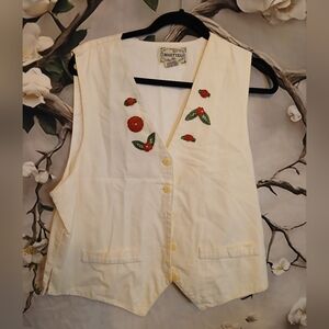 Floral Embroidered Cream Vest